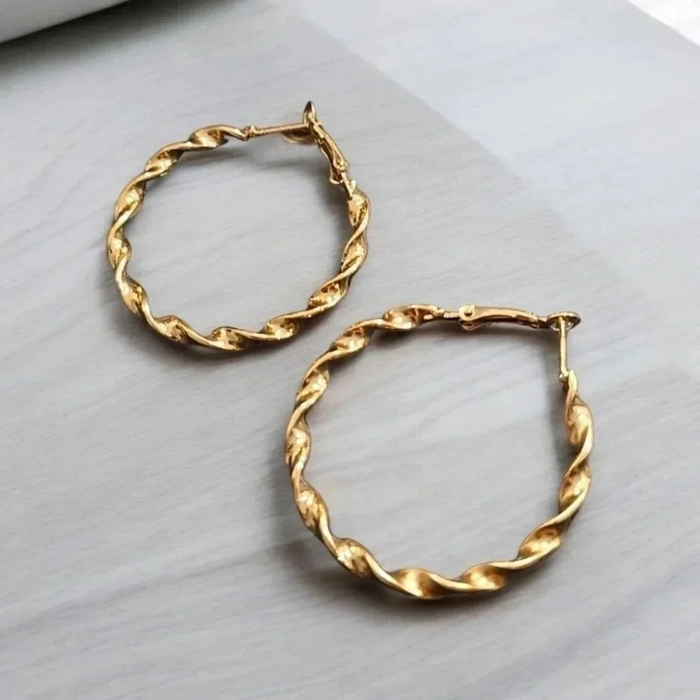 Swirly Gold Plated Hoop Earrings